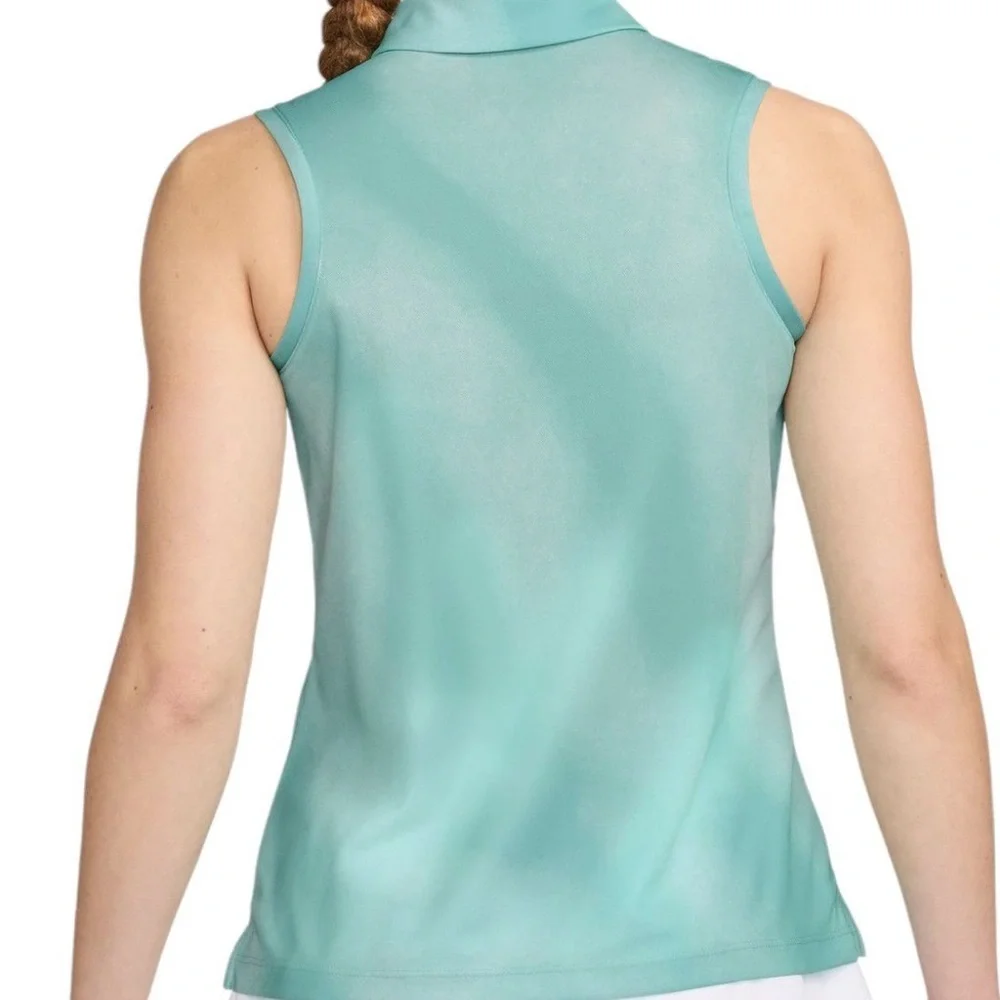 Women’s Nike Golf Green Sleeveless Dri-Fit Victory Printed Polo Shirt Medium NWT - Picture 3 of 5